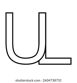 Logo sign ul lu icon double letters logotype u l