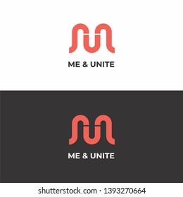 Logo sign unite concept with letter m and u