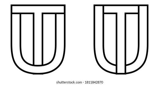 Logo sign ut and tu icon sign two interlaced letters U, T vector logo  first capital letters pattern alphabet