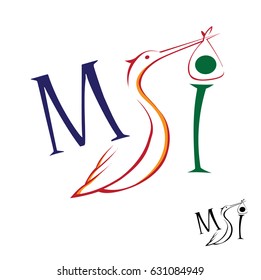 Logo sign vector white crane brings bundle font M, S, I