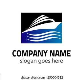 Logo sign yacht and boat vector 