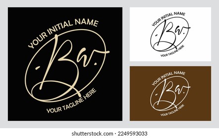 Logo signature Bw B w initial handwriting Bw initial handwriting template vector hand lettering for designs or for identity