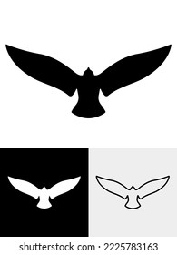 Logo silhouette of a dashing eagle flying with wings