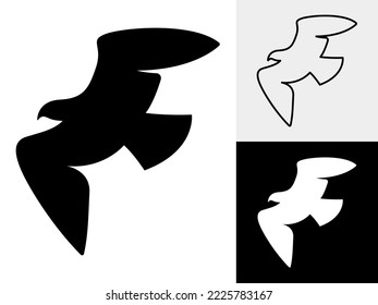 Logo silhouette of a dashing eagle flying with wings