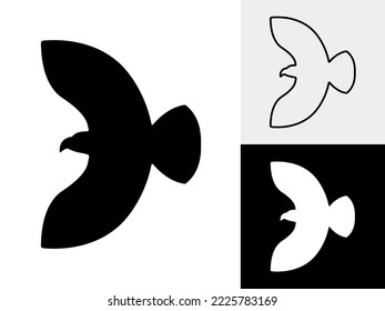 Silueta de logotipo de un águila que cae volando con alas