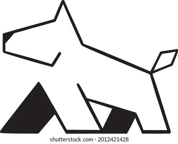 logo silhouette of a dog made of triangles and lines