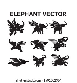 logo silhouette of an elephant vector stock, black image elephant Asia walking
