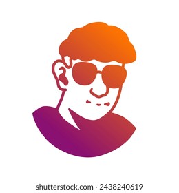 logo silhouette gradient of a man with glasses and an attractive hairstyle