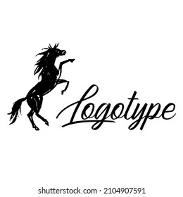 Logo with silhouette of a horse.