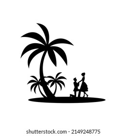 Logo Silhouette der Liebhaber am Strand