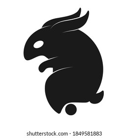 logo silhouette rabbit stylized simple shape on white isolated background Vector image eps