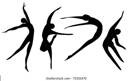 logo Silhouettes of dancers and sportsmen black on a white background