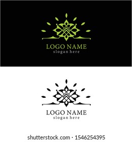 logo with simbol & icon leaf. the concept of luxury and natural.