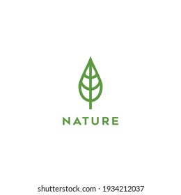 Logo simpel ikon datar satu helai daun