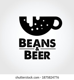 logo simple beans and beer in black and white