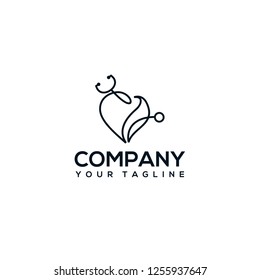 logo simple concept doctor heart and leaf