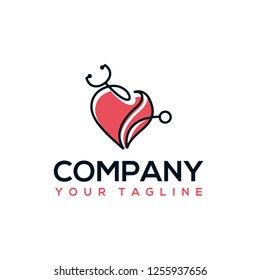logo simple concept doctor heart and leaf