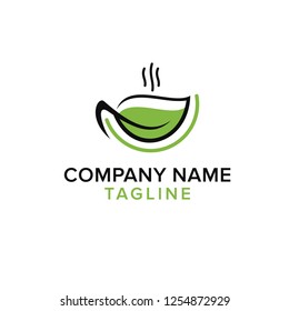 logo simple concept leaf and cafe