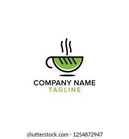 logo simple concept leaf and cafe