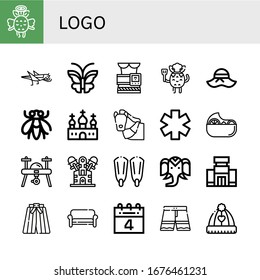 logo simple icons set. Contains such icons as Angel, Grasshopper, Butterfly, Slimming belt, Chef, Pamela, Fly, Church, Horse, Medicine symbol, can be used for web, mobile and logo