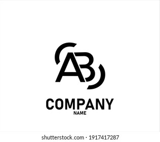 Logo simple letter A, B, AB with white background