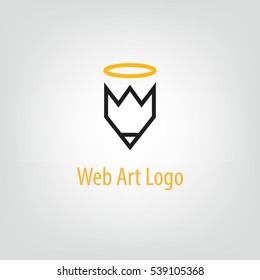 Logo simple line pencil with a halo,  web