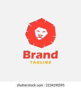 Logo con un icono simple de cabeza de león con cara amigable