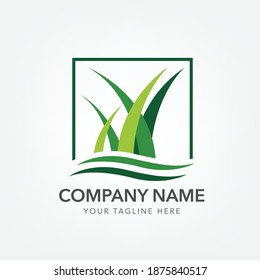 logo simple minimalist green grass