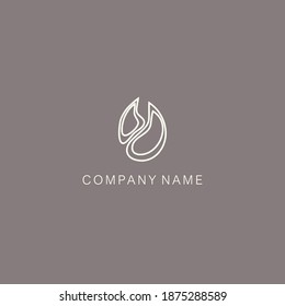 A logo of a simple, minimalistic, stylized flower bud or blob shape, consisting of two elements. Made with a thin line.
