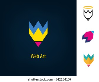 Logo simple  pencil web. aspiration, dynamics, success, promotion
