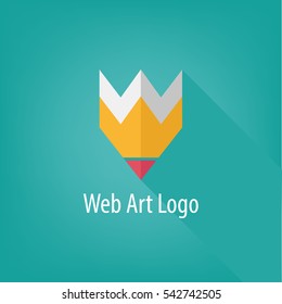 Logo simple  pencil web, w