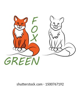 Logo sitting green-red Fox, two types (color and contour).