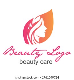 logo skin care with face sape in leaf