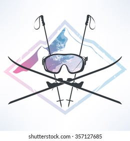 Logo Skis With Ski Goggles