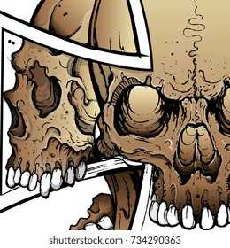 Logo skull biker. Hardcore motorcycle logo. Tattoo design