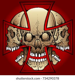 Logo skull biker. Hardcore motorcycle logo. Best tattoo design 