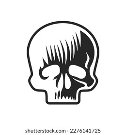 Logo of a skull in black and white tones