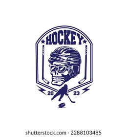 logo skull hockey vector illustration