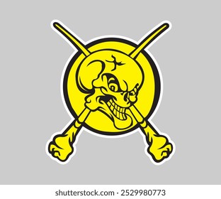 logo skull smile yellow dsign graphic vector