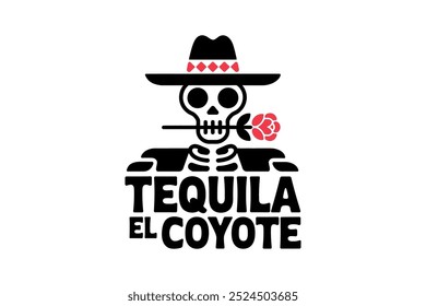 logo of skull taco with rose flower 