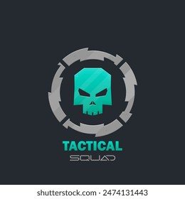 Logo Skull Tactical Squad Sci Fi Hud Futuristic Circle Frame Para El Juego Tactical Military Logo Aislado Diseño De Vector