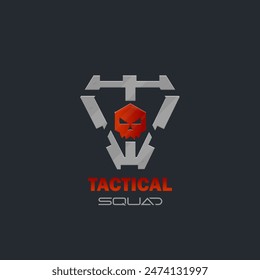 Logo Skull Tactical Squad Sci Fi Hud Futuristic Metallic Armor Triangle Frame For Game Tactical Military Logo Isolated Vector Design