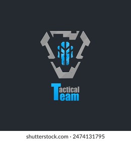 Logo Skull Tactical Team Sci Fi Hud Futuristic Metallic Armor Gray Triangle Frame For Game Tactical Military Logo Isolated Vector Design