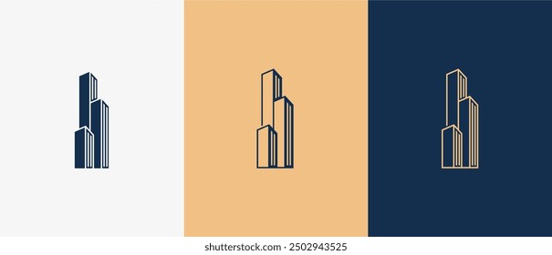 Logo Skyscraper Building with luxury color. real estate, architecture, building, apartment. Editable file