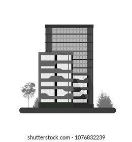 logo Skyscraper buildings Vector illustration. Residential Towers city business architecture isolated on white background, apartment and office building, urban landscape. Trendy flat style structure.