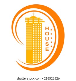 Logo skyscraper isolated on white background. Housing. Vector illustration.