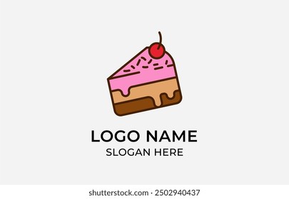 Logo Slice of cake, Cute design, timasu, bakery cake. Editable file