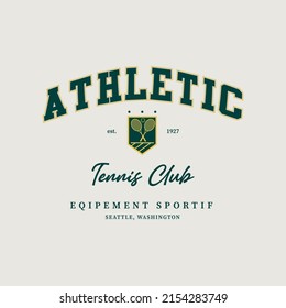 logo slogan graphic. Country club summer SS23 tennis crest sport 