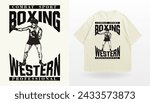 logo slogan graphic, urban boxing retro sketch a box man. victorian design western