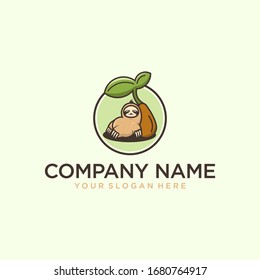 Logo sloth.
Sloths that are relaxing under the leaves.